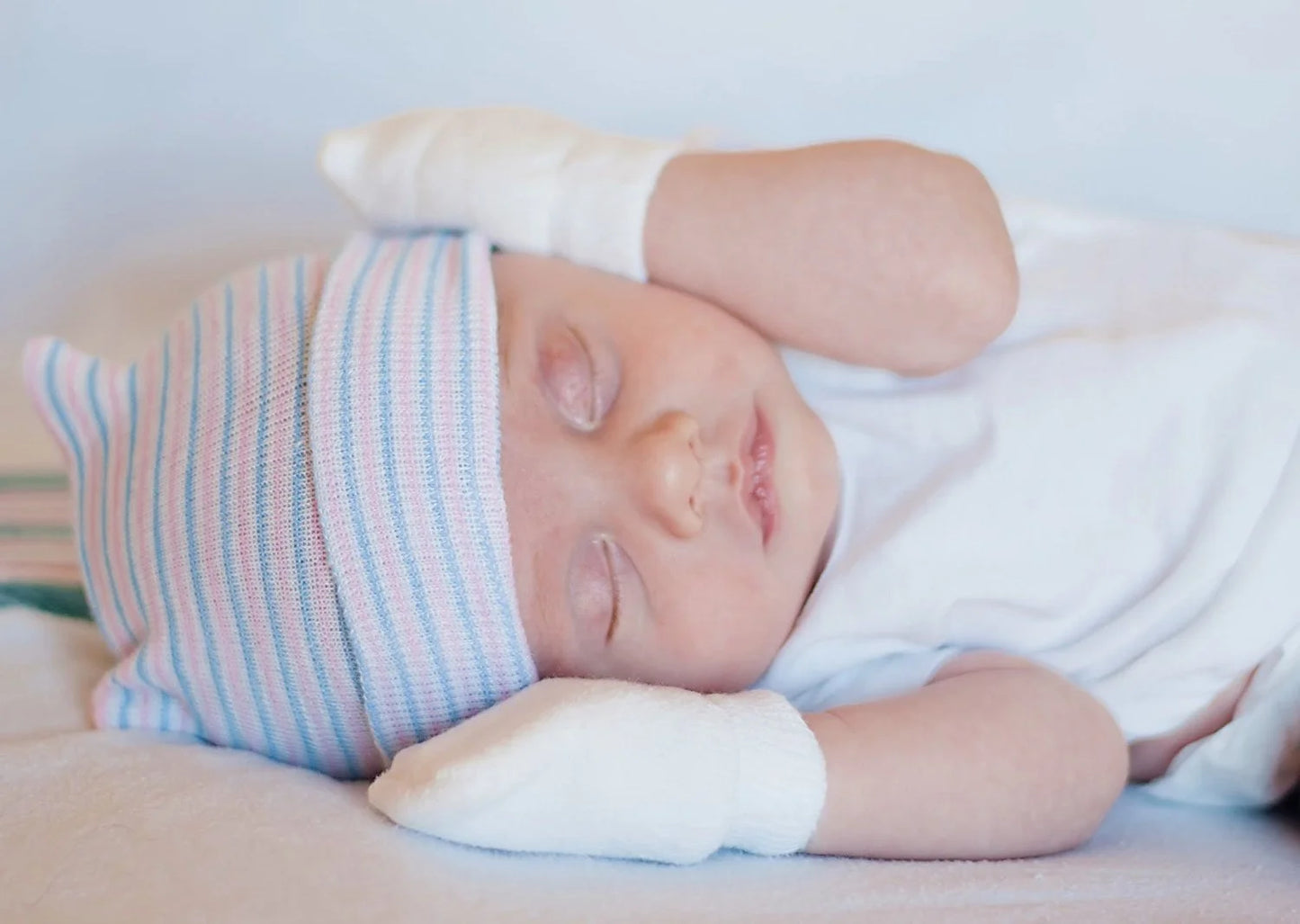 White Newborn No Scratch Cotton Baby Mittens by (Includes 6 Pairs Mittens)