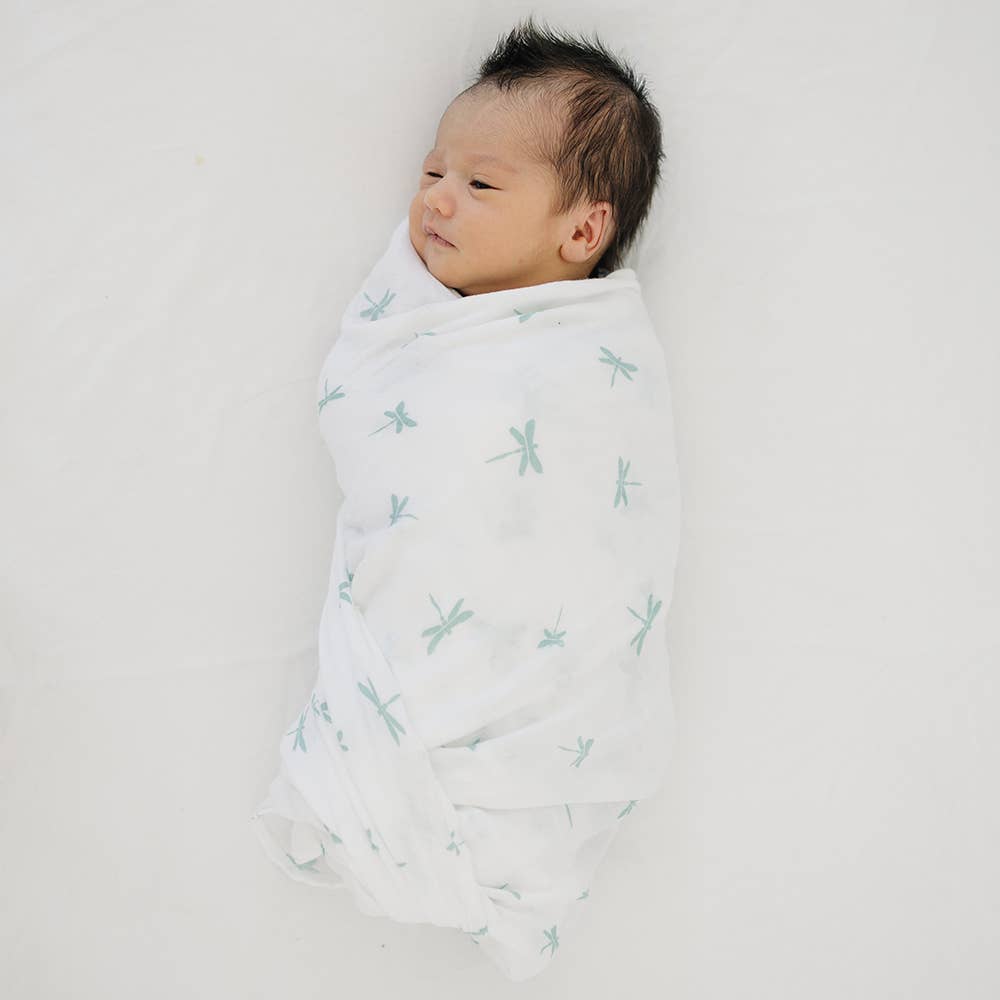Crane + Dragonfly Muslin Swaddle Blanket Set