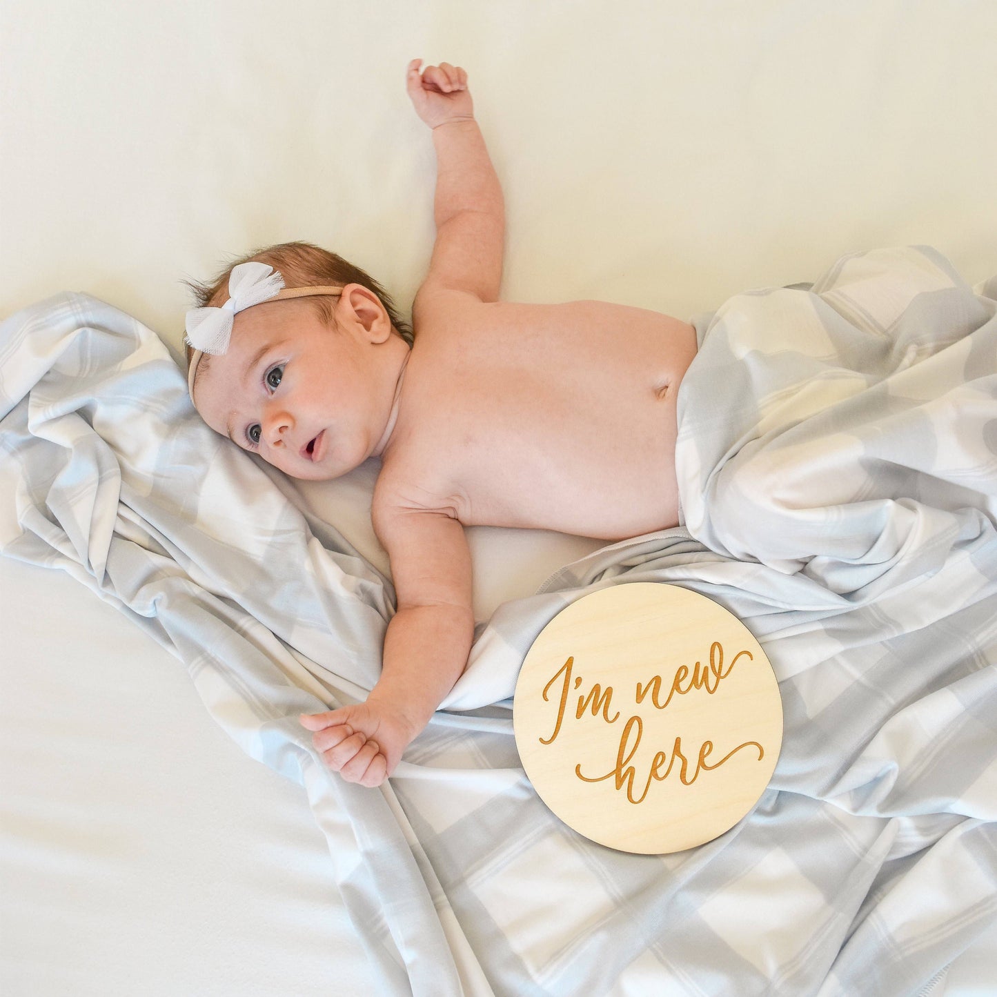 Village Baby Soft & Stretchy Swaddle Blanket: French Gingham