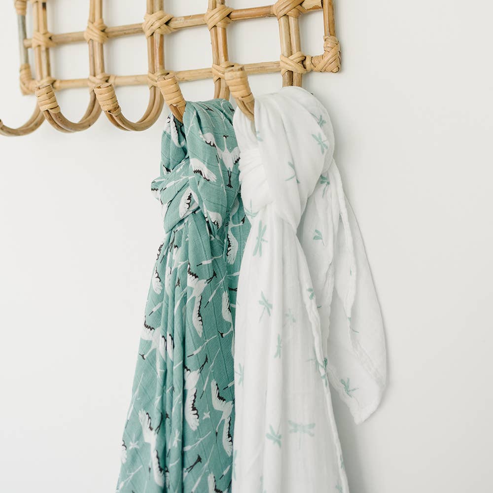 Crane + Dragonfly Muslin Swaddle Blanket Set