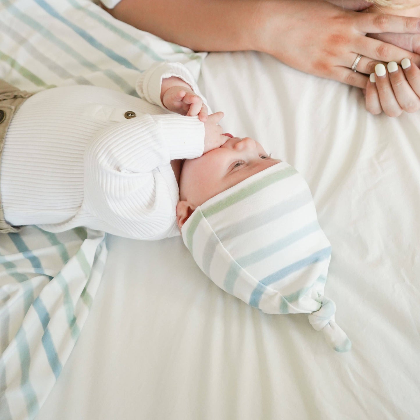 Village Baby Top Knot Hat: Dapper Stripes