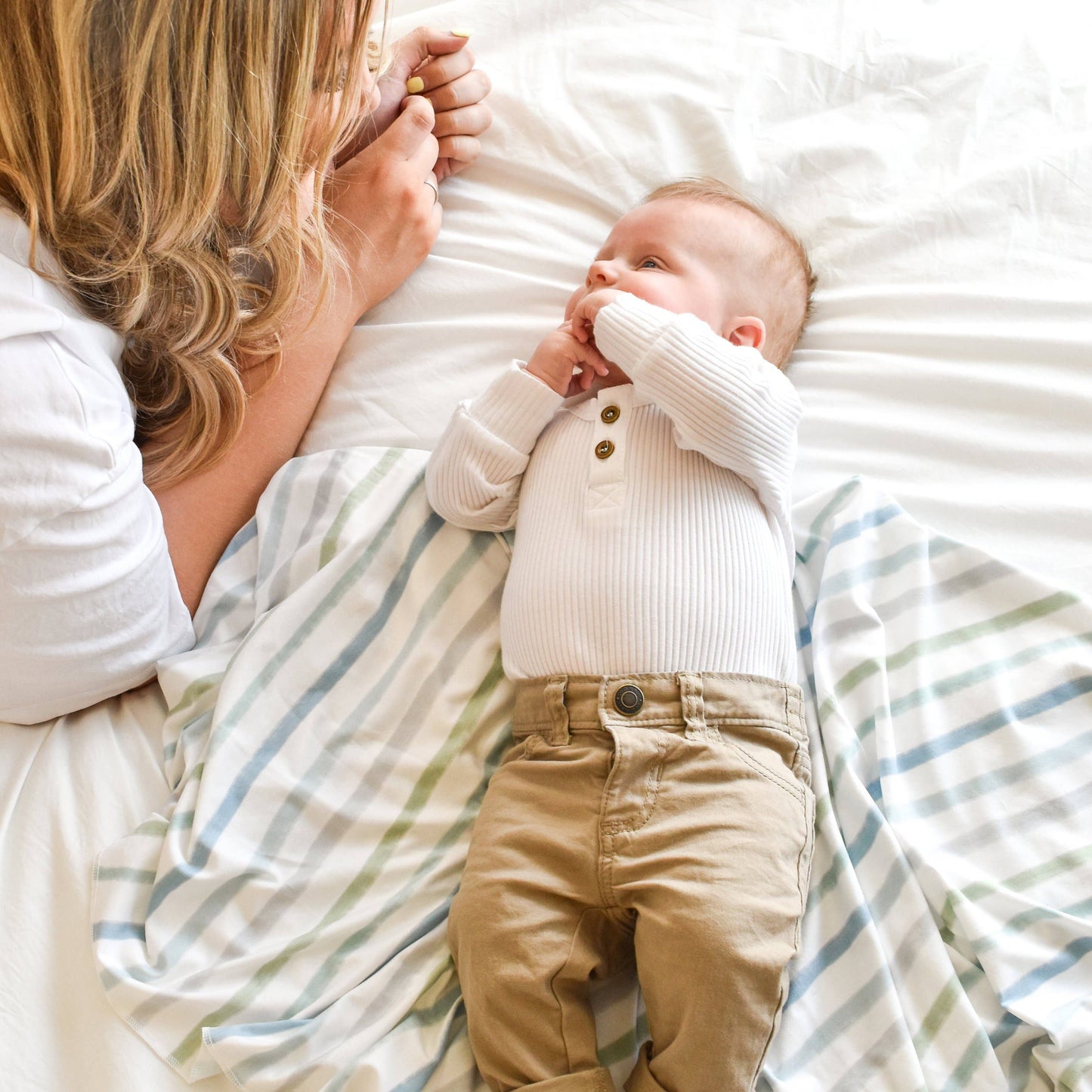 Village Baby Soft & Stretchy Swaddle Blanket: Dapper Stripes
