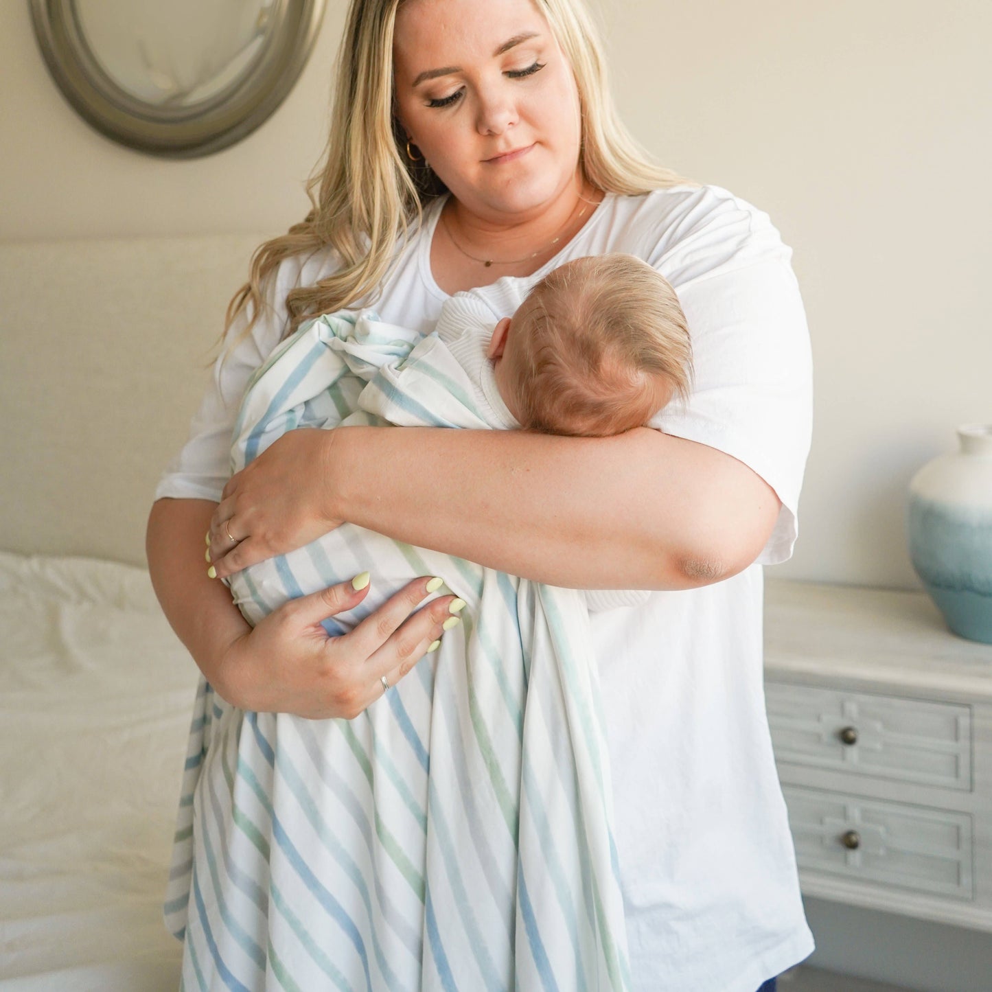 Village Baby Soft & Stretchy Swaddle Blanket: Dapper Stripes