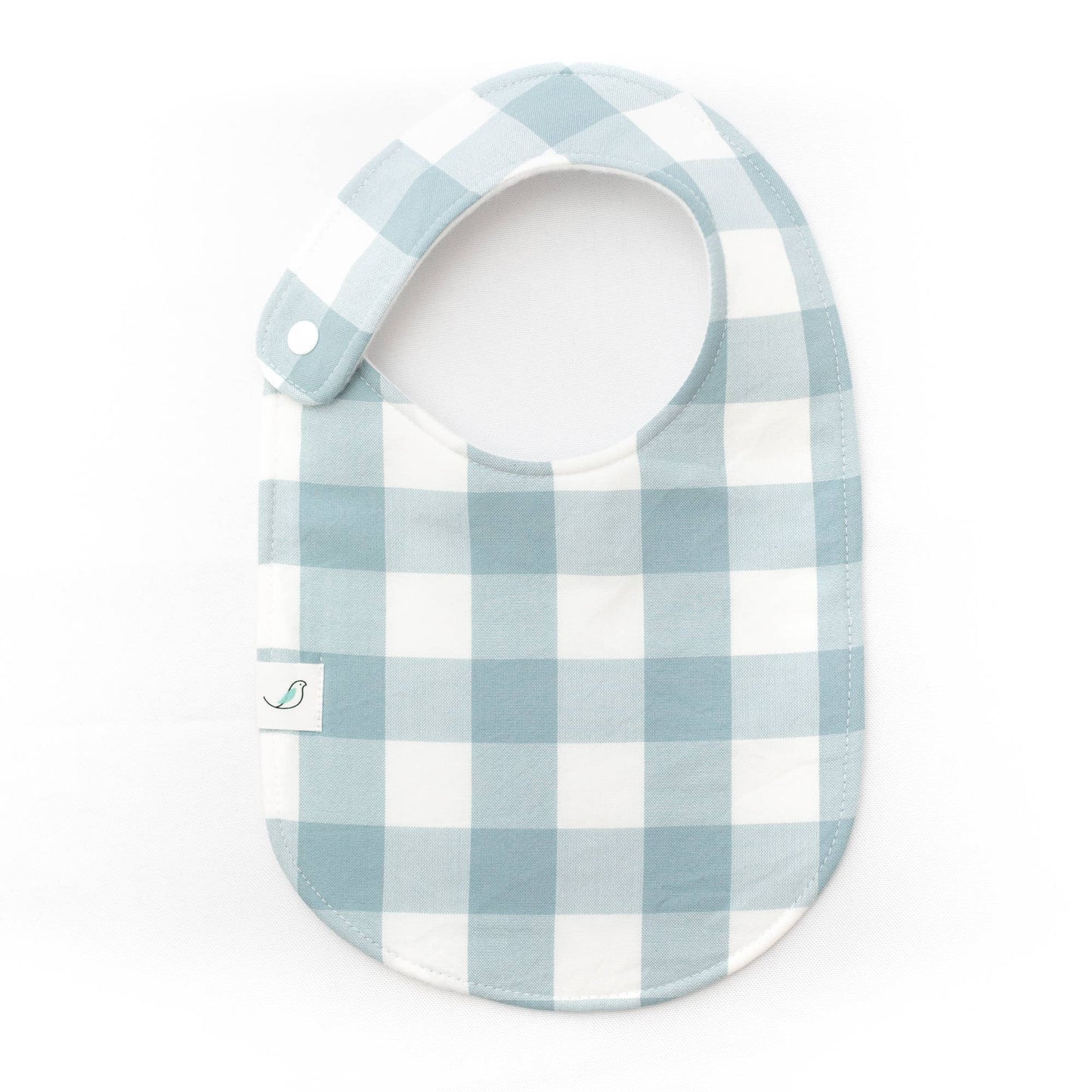Light Blue Gingham Snap Bib