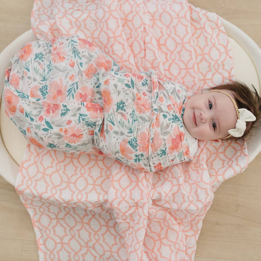 Floret + Trellis Muslin Swaddle Blanket Set