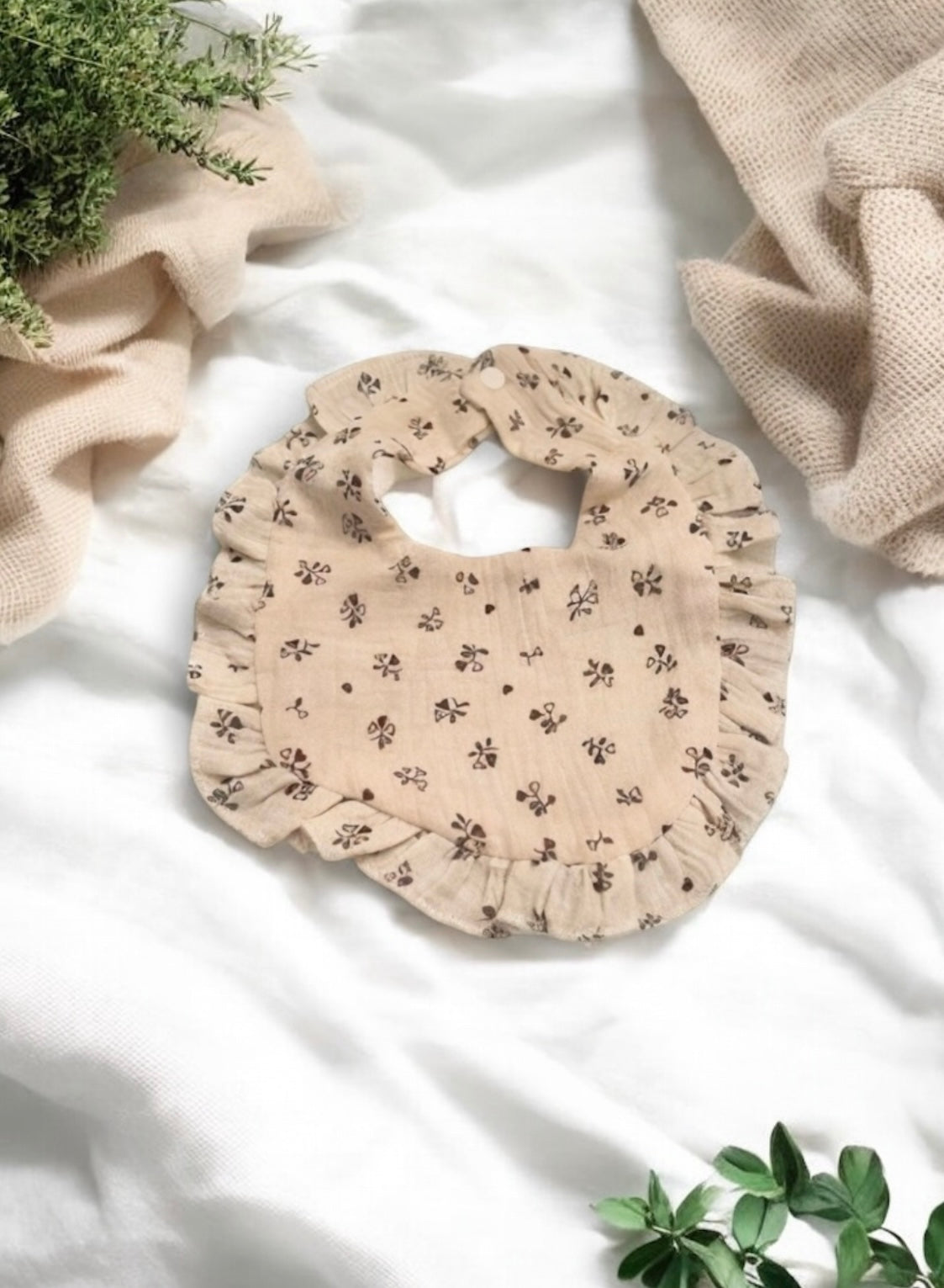Soft & Sweet Muslin Ruffle Bib Set – “Bloom & Beam”