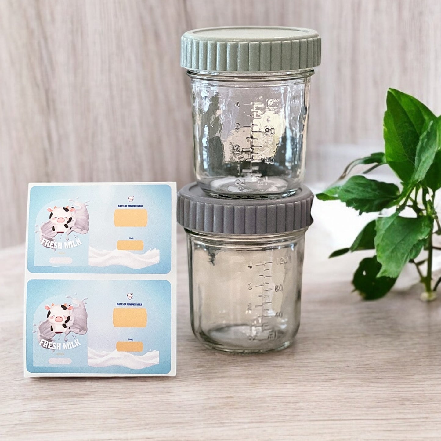 Glass Breast Milk Storage Jars With Labels