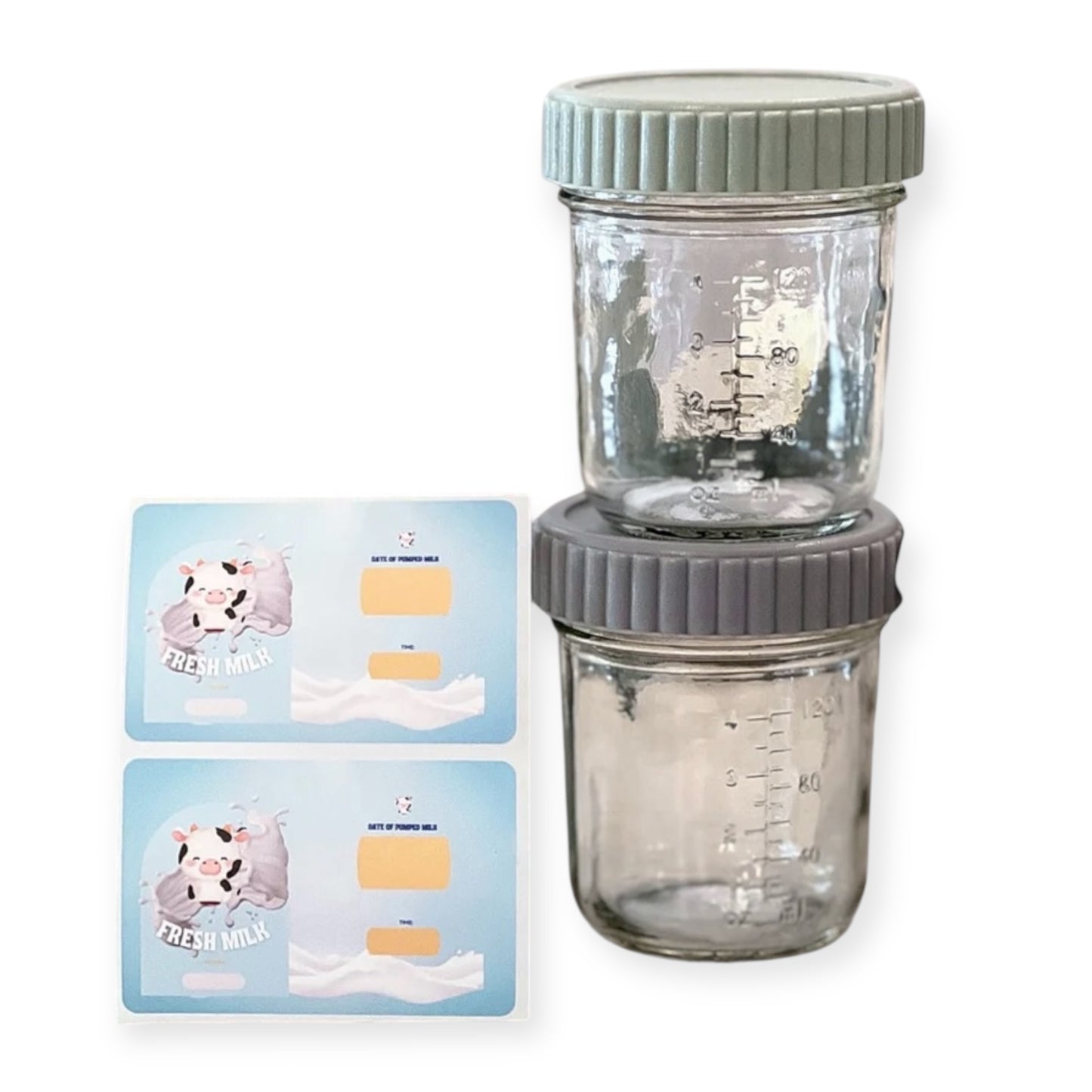 Glass Breast Milk Storage Jars With Labels