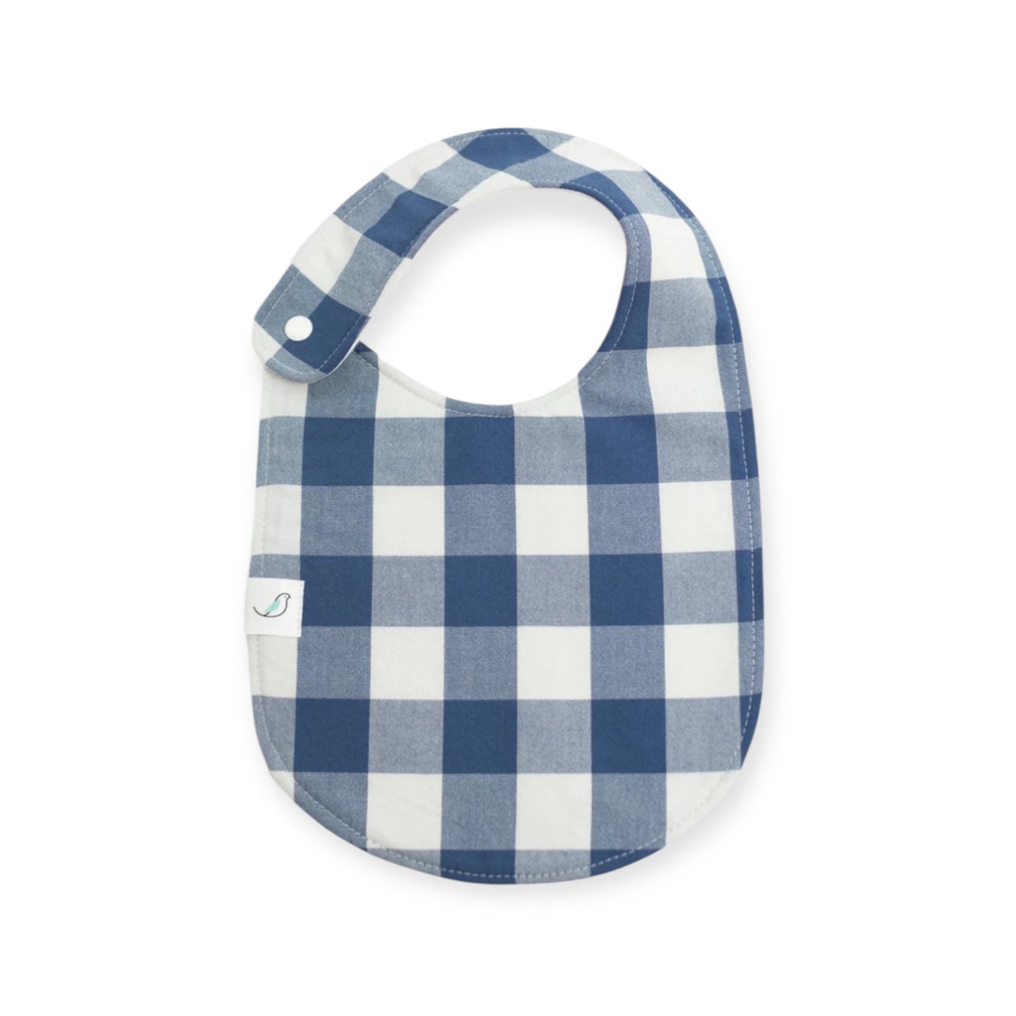 Denim Gingham Snap Bib