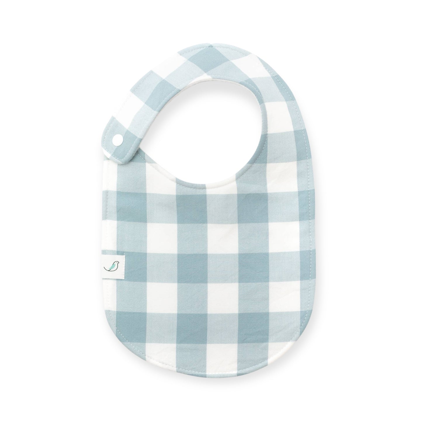 Light Blue Gingham Snap Bib