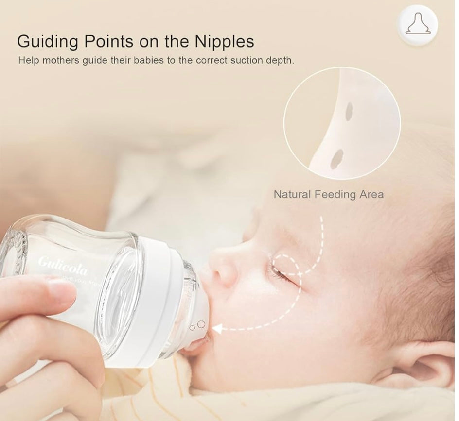 Newborn Glass Baby Bottles (2 pack, 3 oz)