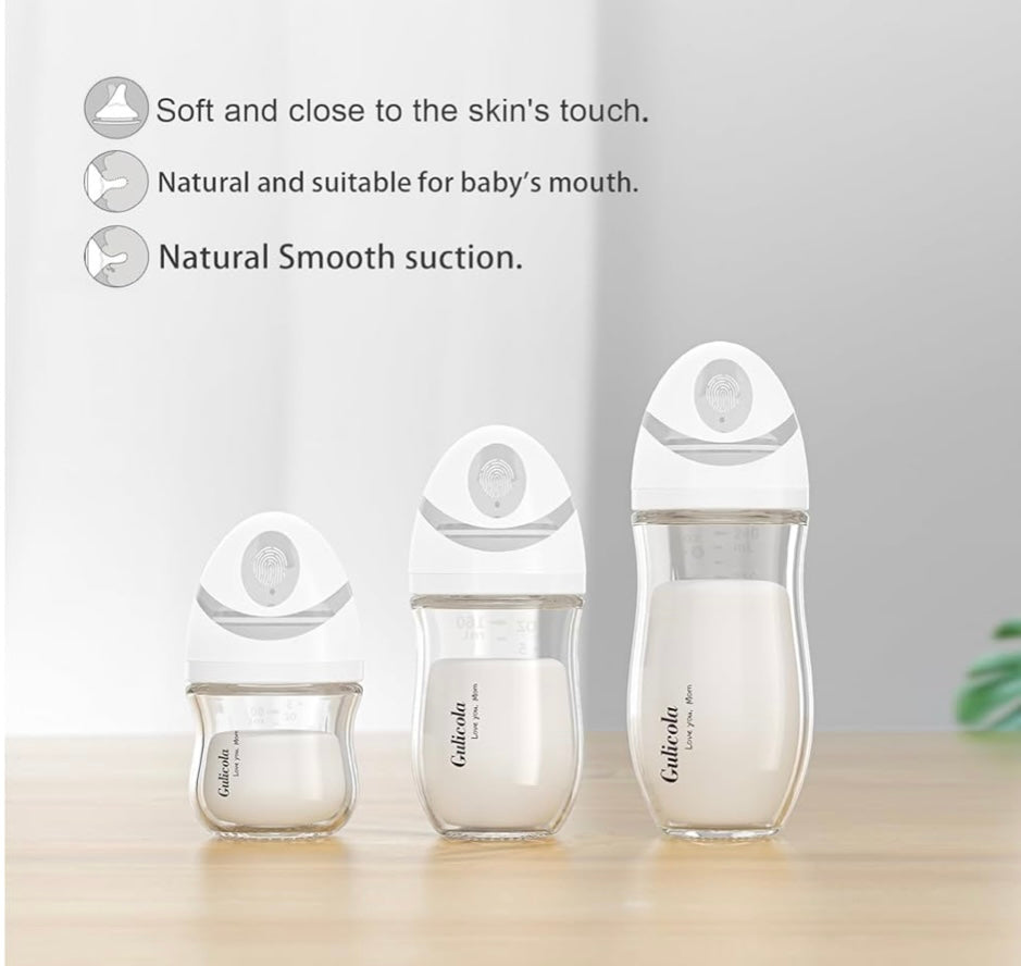 Newborn Glass Baby Bottles (2 pack, 3 oz)