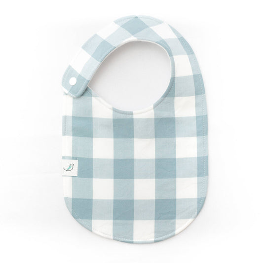 Light Blue Gingham Snap Bib