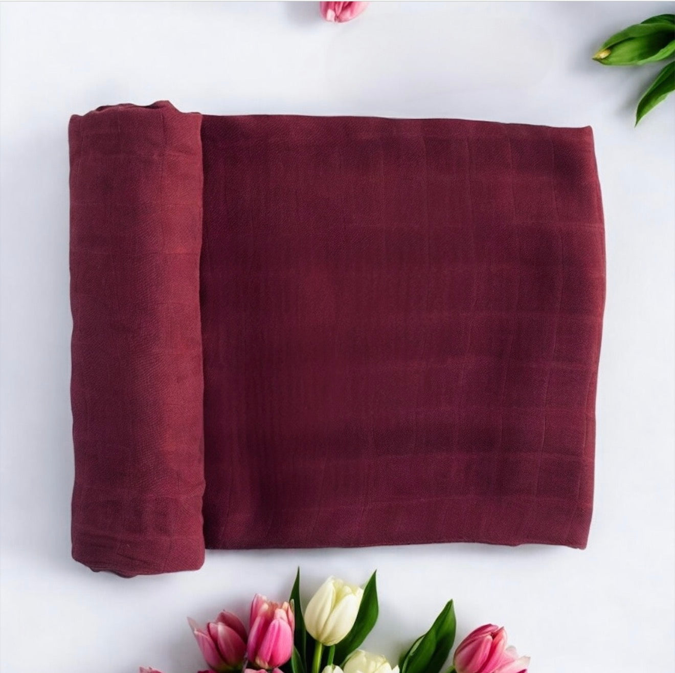BIBS Maroon Muslin Swaddle Blanket