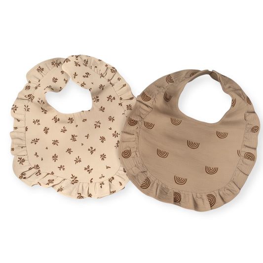 Soft & Sweet Muslin Ruffle Bib Set – “Bloom & Beam”