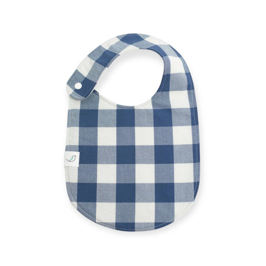 Denim Gingham Snap Bib