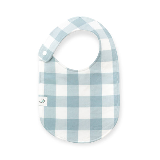 Light Blue Gingham Snap Bib