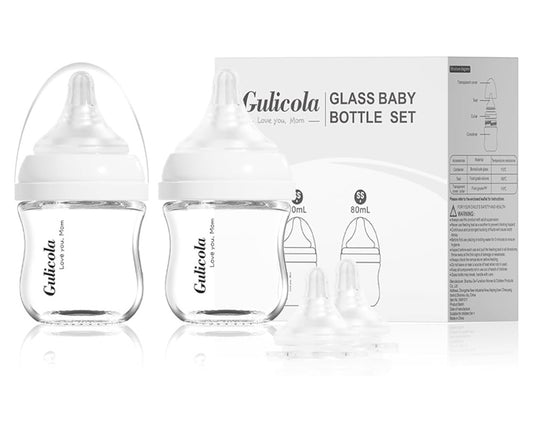 Newborn Glass Baby Bottles (2 pack, 3 oz)