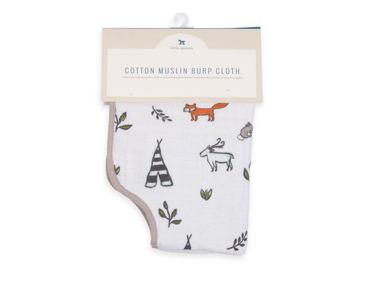 Cotton Muslin Burp Cloths | 100% Cotton | Multi-Layer | Ultra Absorbent & Soft | Reversible | Large 21 X14 (Forest Friends)