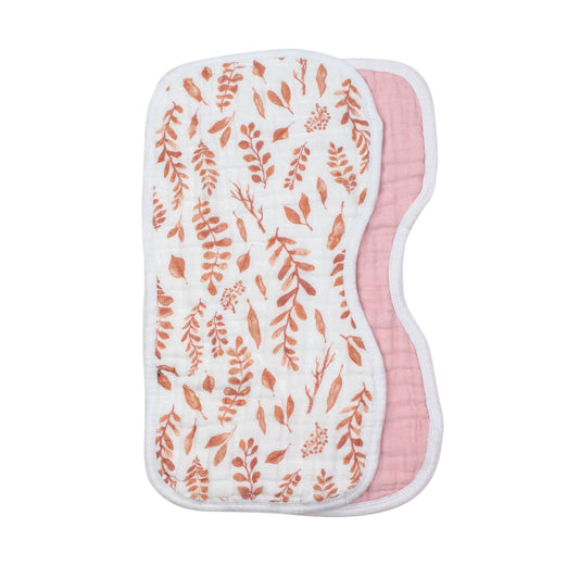 Pink Leaves + Cotton Candy Muslin Burp Cloths Set