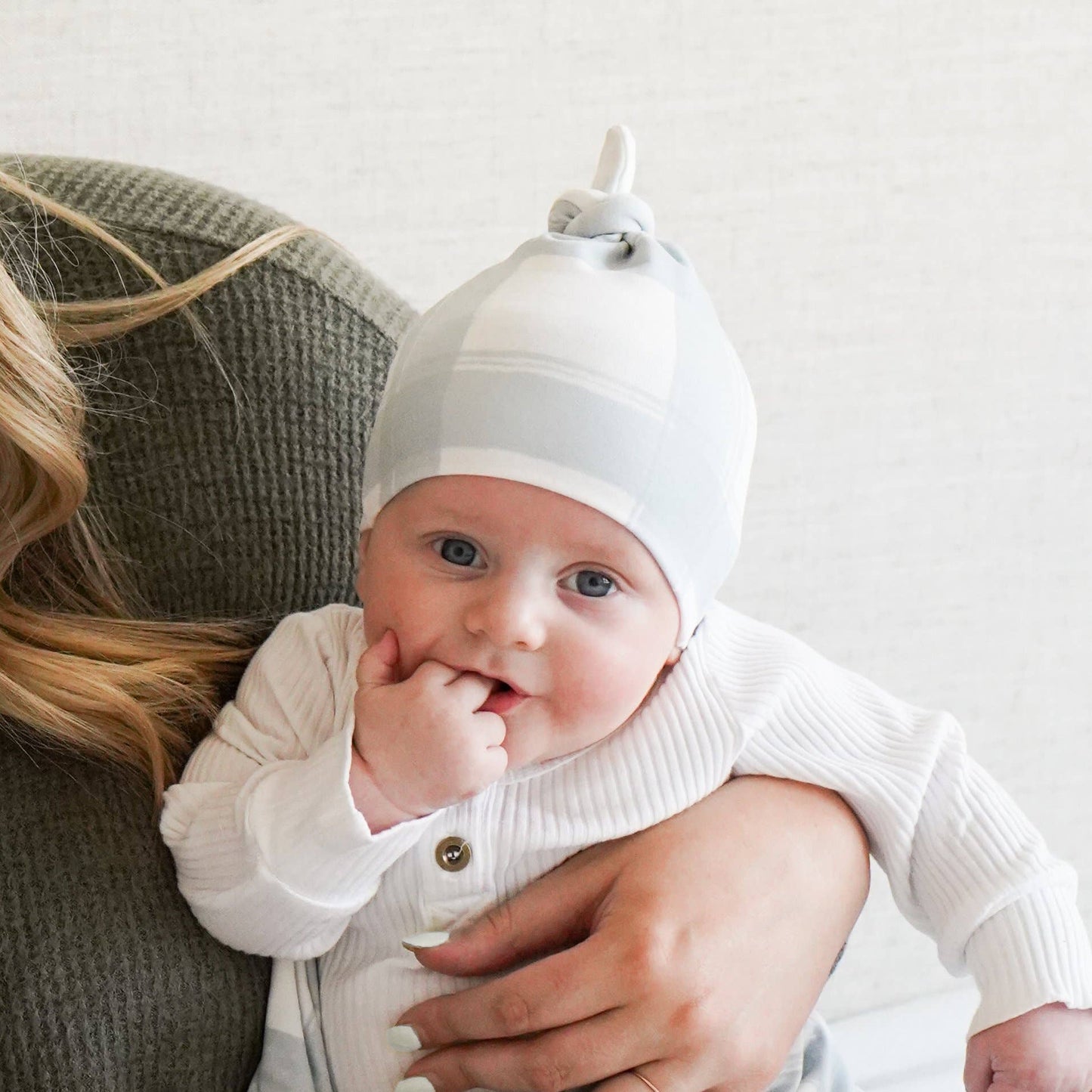 Village Baby Top Knot Hat: French Gingham